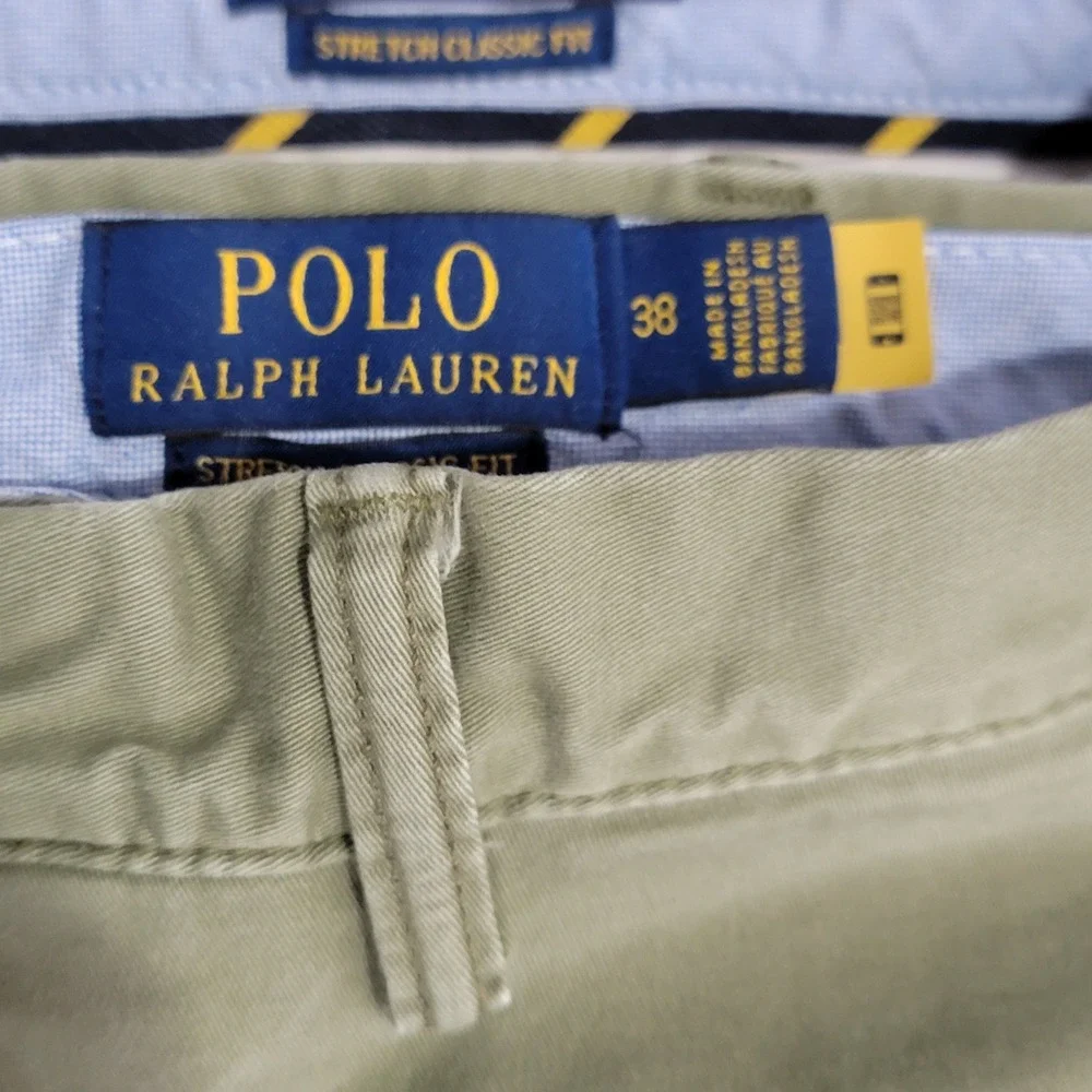 Polo Ralph Lauren Chino Shorts Mens 38 Blue Grey Green Stretch Bundle Preppy Dad - Picture 15 of 16